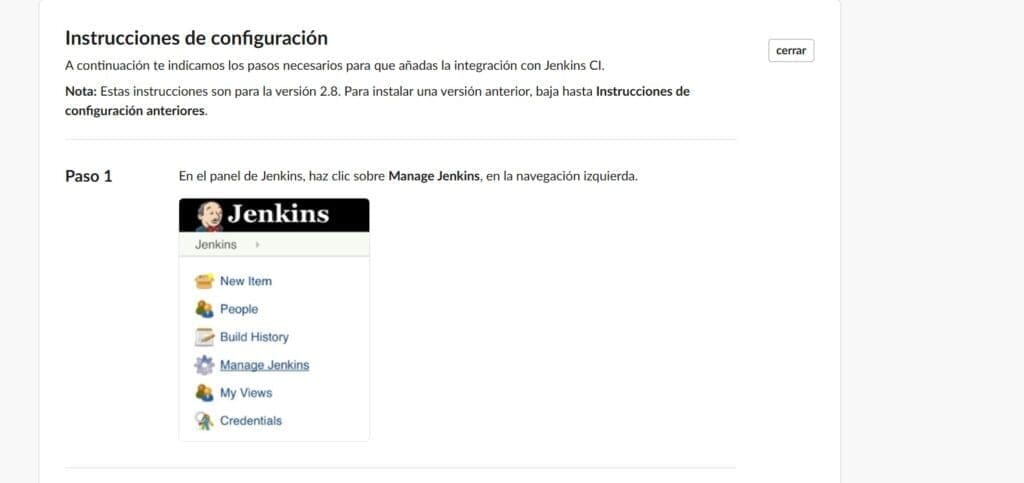 Intrucciones de configuracion de canal de jenkins